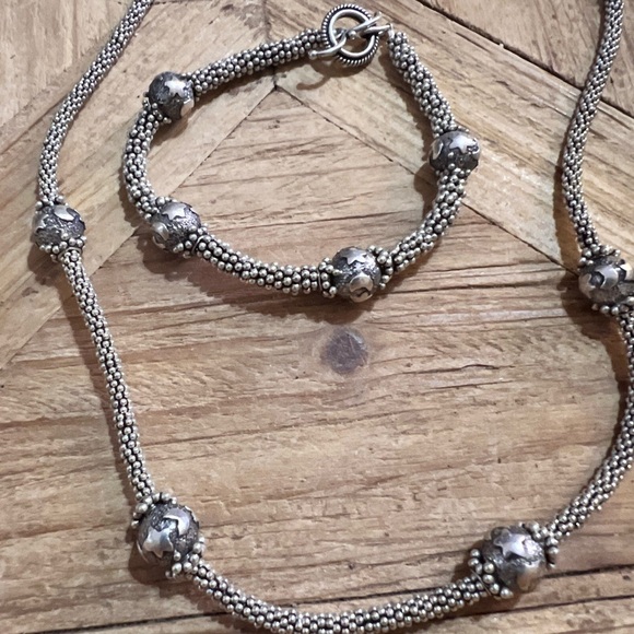 Handcrafted HEAVY SOLID Sterling Silver Moon Stars celestial Necklace Bracelet - Picture 3 of 11